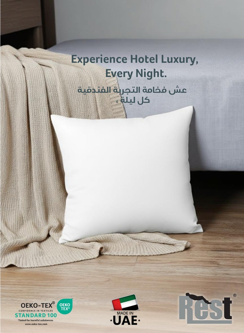 ريست REST Bedding Throw Pillows Insert Cushion Filler Outer Cover Non Woven Hollowfiber Filling 400 gm Ultra Soft Fiber Size 45x45cm , 18x18inch Cushion Inserts Home Decor  White (Pack of 2) - Image 5